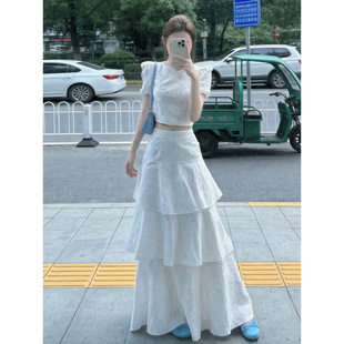 蛋糕长裙套装 韩系巨好看穿搭一整套辣妹气质连衣现货夏季 2026新款