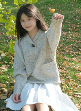 灰色套头毛衣女秋冬季2025新款慵懒高级感独特漂亮巨好看针织上衣