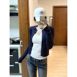 E7CQ8 韩系纯欲辣妹针织吊带开衫两件套女多色百搭修身显瘦小上衣