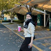 高腰包臀显瘦MIU系波点短裙女秋冬新款 后开叉中裙百搭半身裙