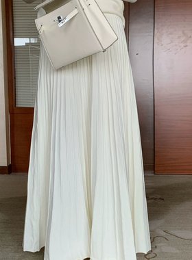 白色琴键 法式针织羊毛半身裙风琴百褶裙