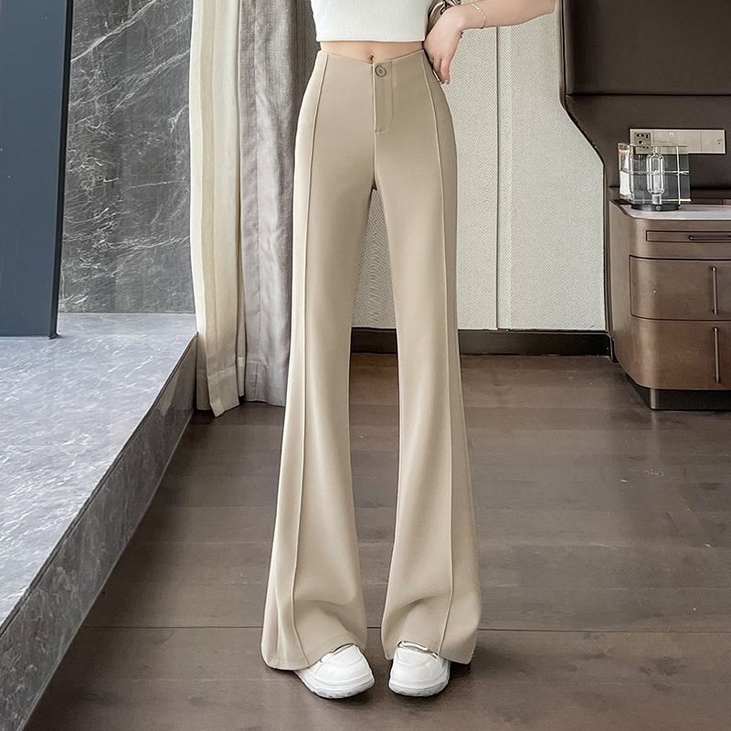 实拍2025新辣妹性感微喇裤休闲气质显瘦卡其色西装裤夏季薄款