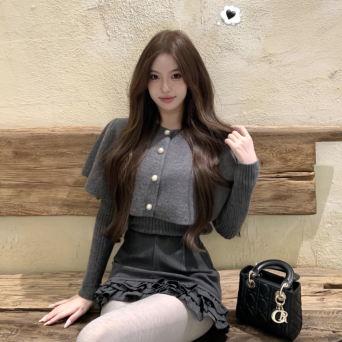 2025新款巨好看的针织连衣裙子女秋冬季富家千金穿搭一整套装短裙