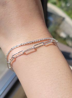 纯银流行链子女简约波光粼粼