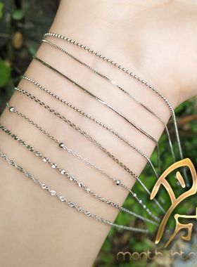 纯银细链月成925银素链女款