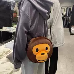 Milo Monkey Shoulder Bag Baby Milo Plush Shoulder Bag Crossbody Bag Cartoon Doll Bag Rabbit Fur