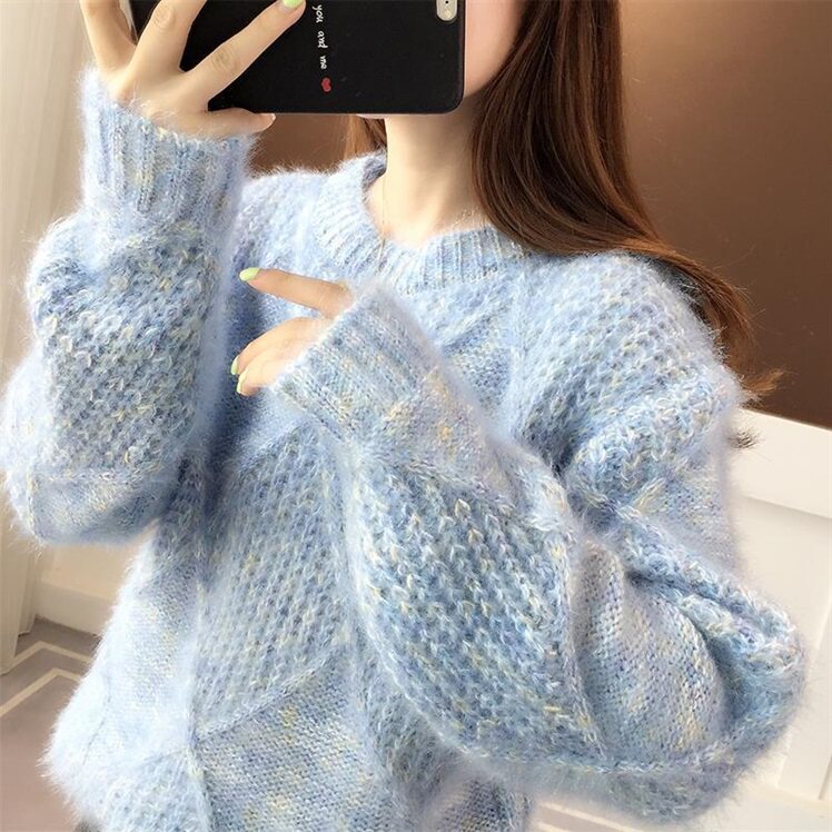 秋冬女装2020年新款套头粗线毛衣女士外穿搭慵懒风打底衫时尚上衣