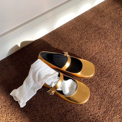 11.10日新品鞋大师2025夏季新款方头真皮玛丽珍鞋小金鞋平底单鞋