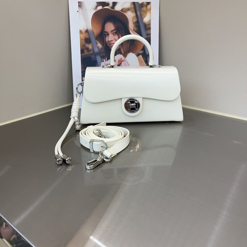 2026新款时尚小方包简约百搭锁扣定型盒子包纯色手提包单肩斜跨包