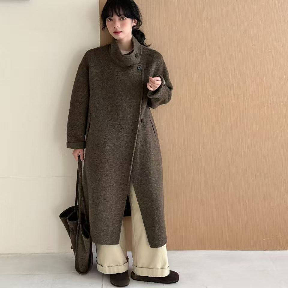 2025冬装新款双面羊绒大衣女中长款韩版宽松加厚茧型呢羊毛外套