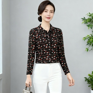 高品质时尚中年妈妈春秋夏长袖速干台湾网纱衬衫洋气女装上衣薄款