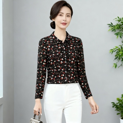 时尚中年妈妈春秋夏装长袖衬衫