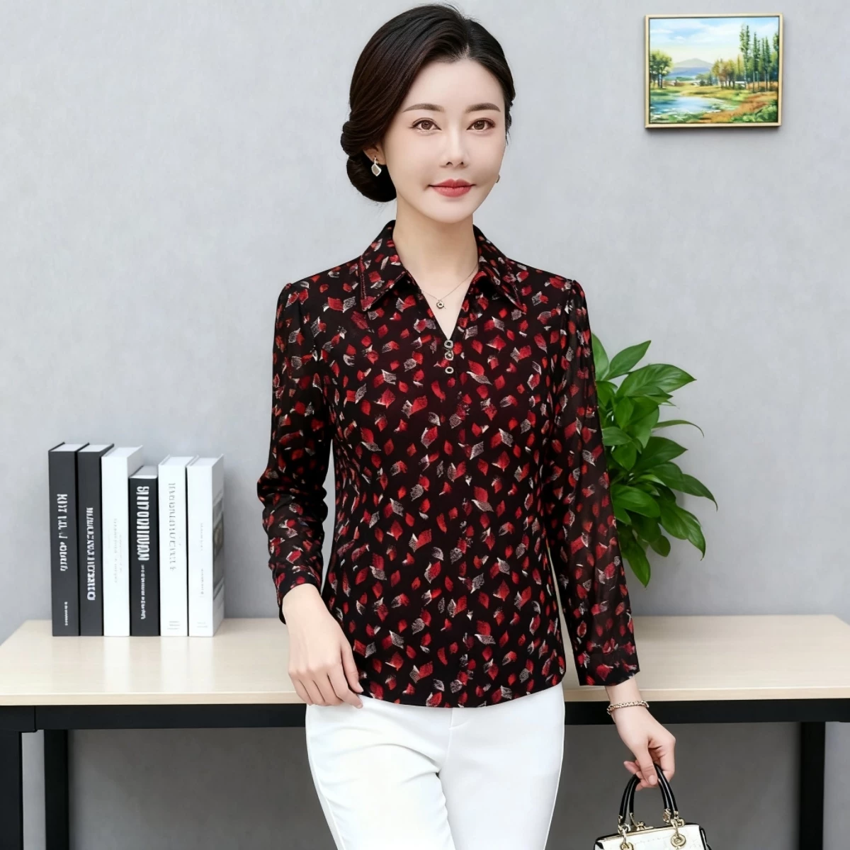 时尚中年妈妈春秋夏装2026新款长袖速干网纱衬衫洋气女装上衣薄