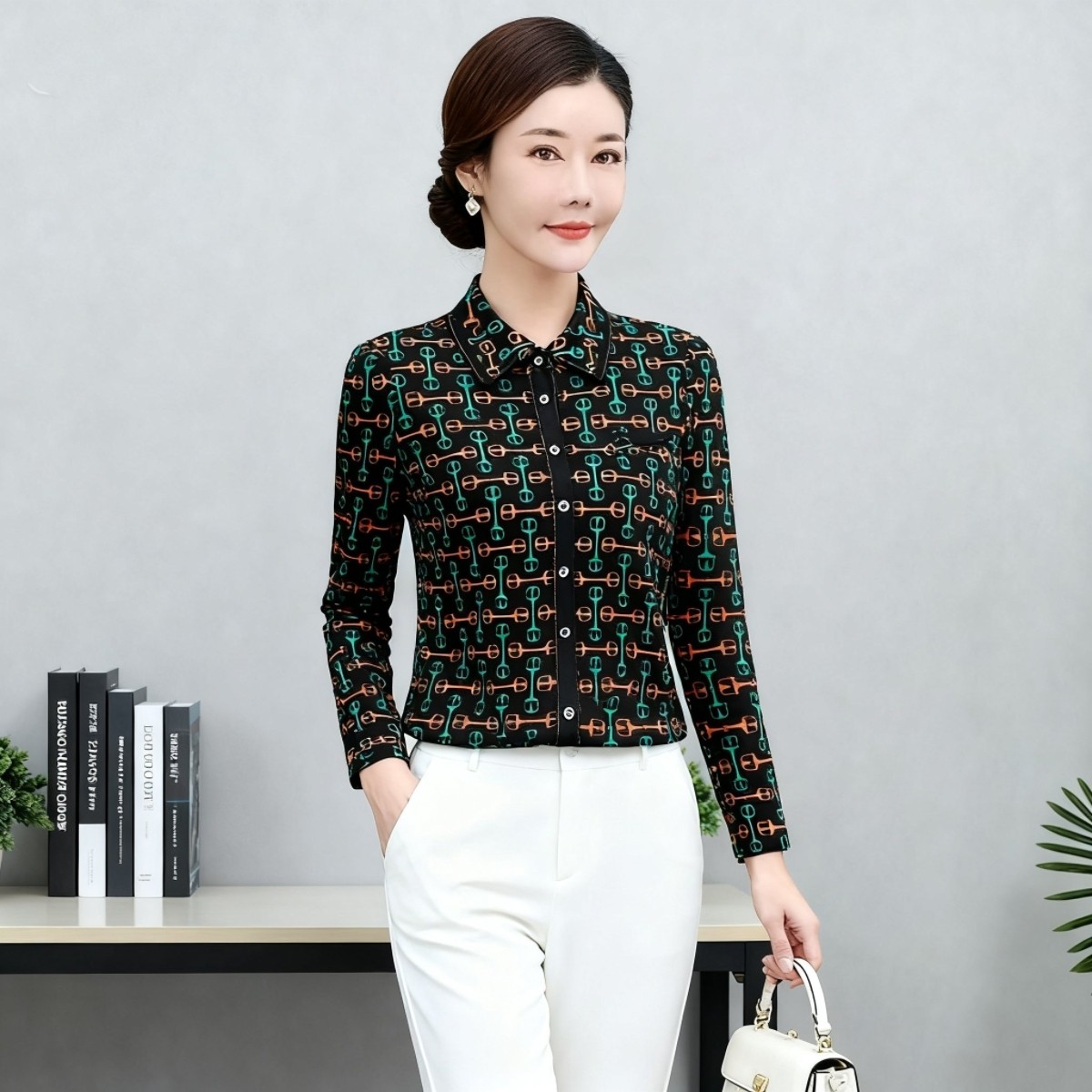品牌折扣时尚高品质中年妈妈夏装新款速干台湾纱衬衫洋气女装上衣