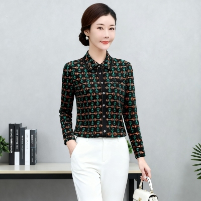 品牌折扣时尚高品质中年妈妈夏装新款速干台湾纱衬衫洋气女装上衣
