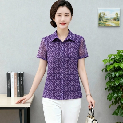 夏季网纱短袖T恤妈妈速干透气