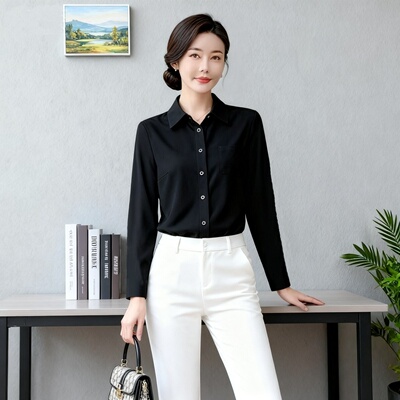 妈妈洋气台湾纱速干长袖衬衫