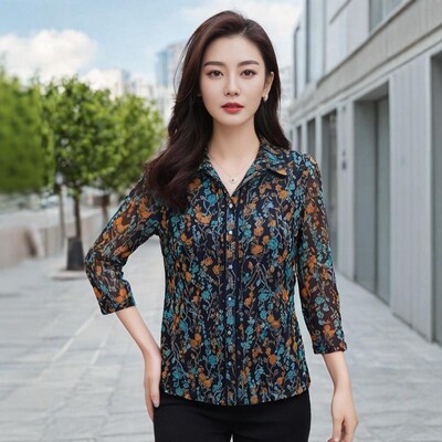 台湾网纱妈妈春秋夏装衬衫