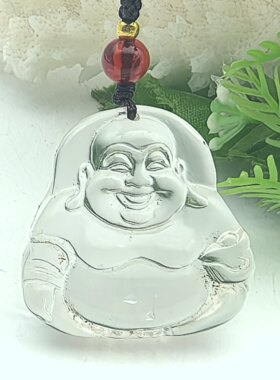 澄晶笑弥20年老店天然东海老料白水晶弥勒佛挂坠一物一图A54-154