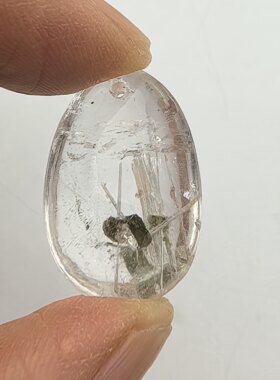 翠影牵丝～天然发晶绿幽灵碧玺水晶吊坠挂件一物一图B31