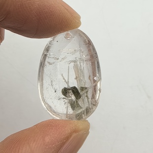 翠影牵丝～天然发晶绿幽灵碧玺水晶吊坠挂件一物一图B31