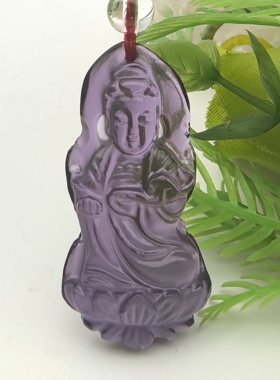 紫瑞如意～天然紫水晶如意观音吊坠挂件一物一图A50-89