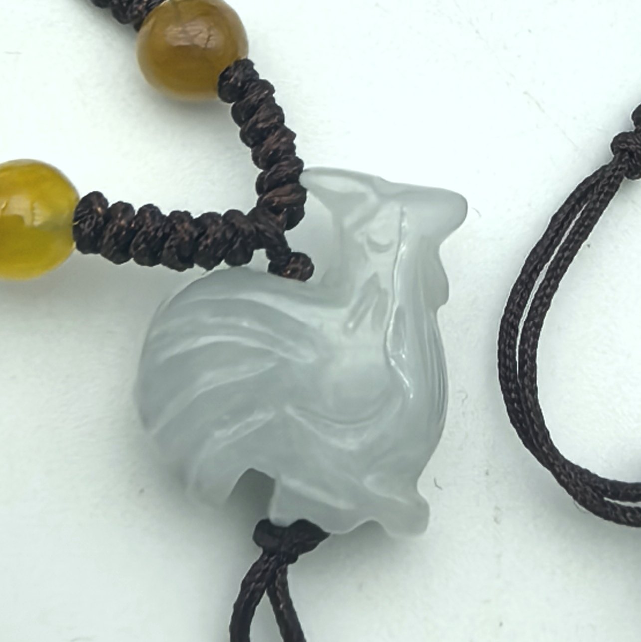 天然翡翠a货生肖鸡护身符吊坠男女挂件+翡翠编绳一物一图A45-64