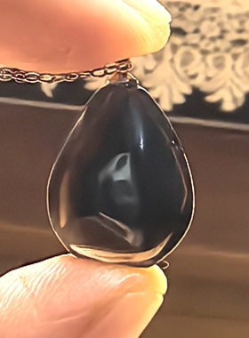 玄露静珀21年老店天然老矿深茶水晶烟晶墨晶吊坠一物一图 A55-50