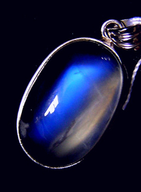 收藏品纯天然蓝月光石925银镶嵌水晶挂件吊坠挂坠女一物一图A12