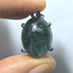 青野藏金～天然绿幽灵水晶吊坠鬼佬财神挂坠一物一图A53-71