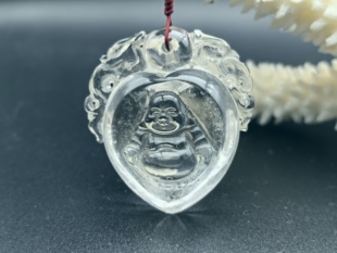 特价天然白水晶心中有佛吊坠男女款招财转运饰品生日礼物挂坠A26