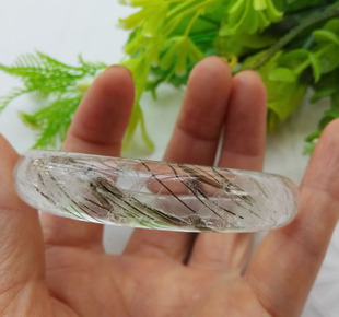 特价~纯天然黑发晶碧玺水晶手镯女款A20
