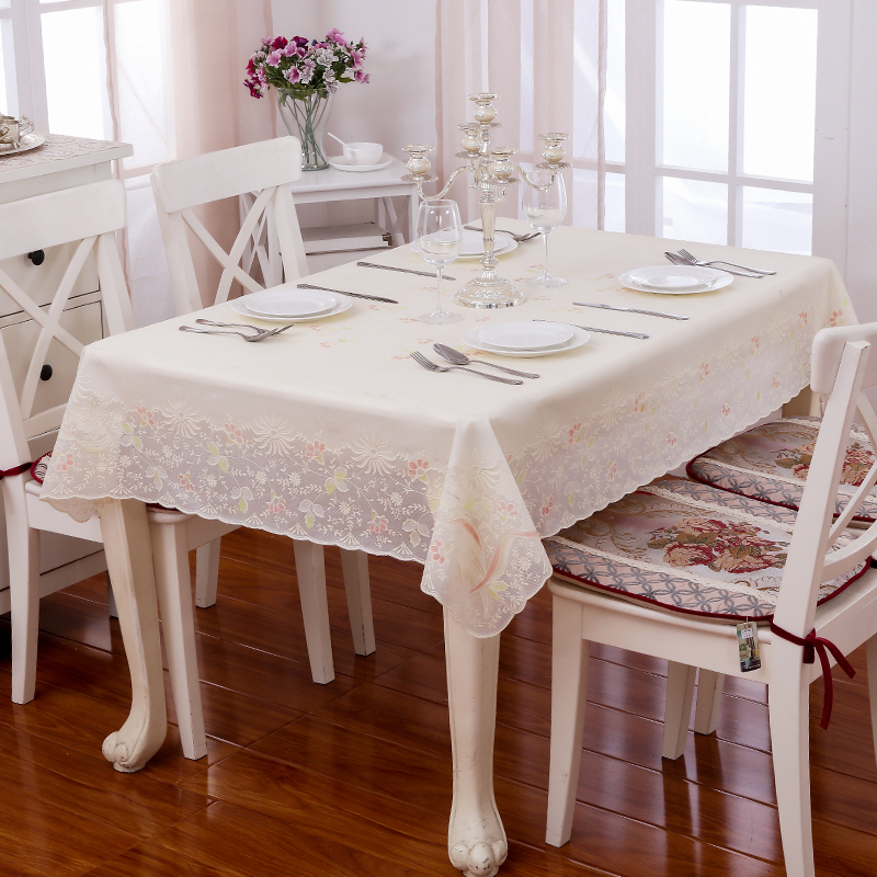 餐桌布田园免洗防水pvc桌布塑料长方形餐台布茶几布蕾丝现代简约