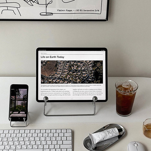 ins风平板支架桌面iPad用手机架追剧支撑架便携铁艺杂志料理书架