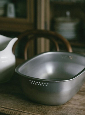 日本进口洗碗盆水槽式大容量304不锈钢盆沥水篮水果篮洗菜篮加厚