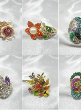 夸张大宝石彩钻水滴仿珍珠戒指