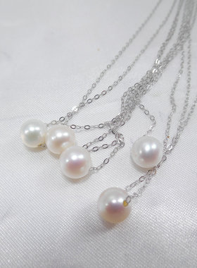 S925银天然珍珠十字链女简约防敏