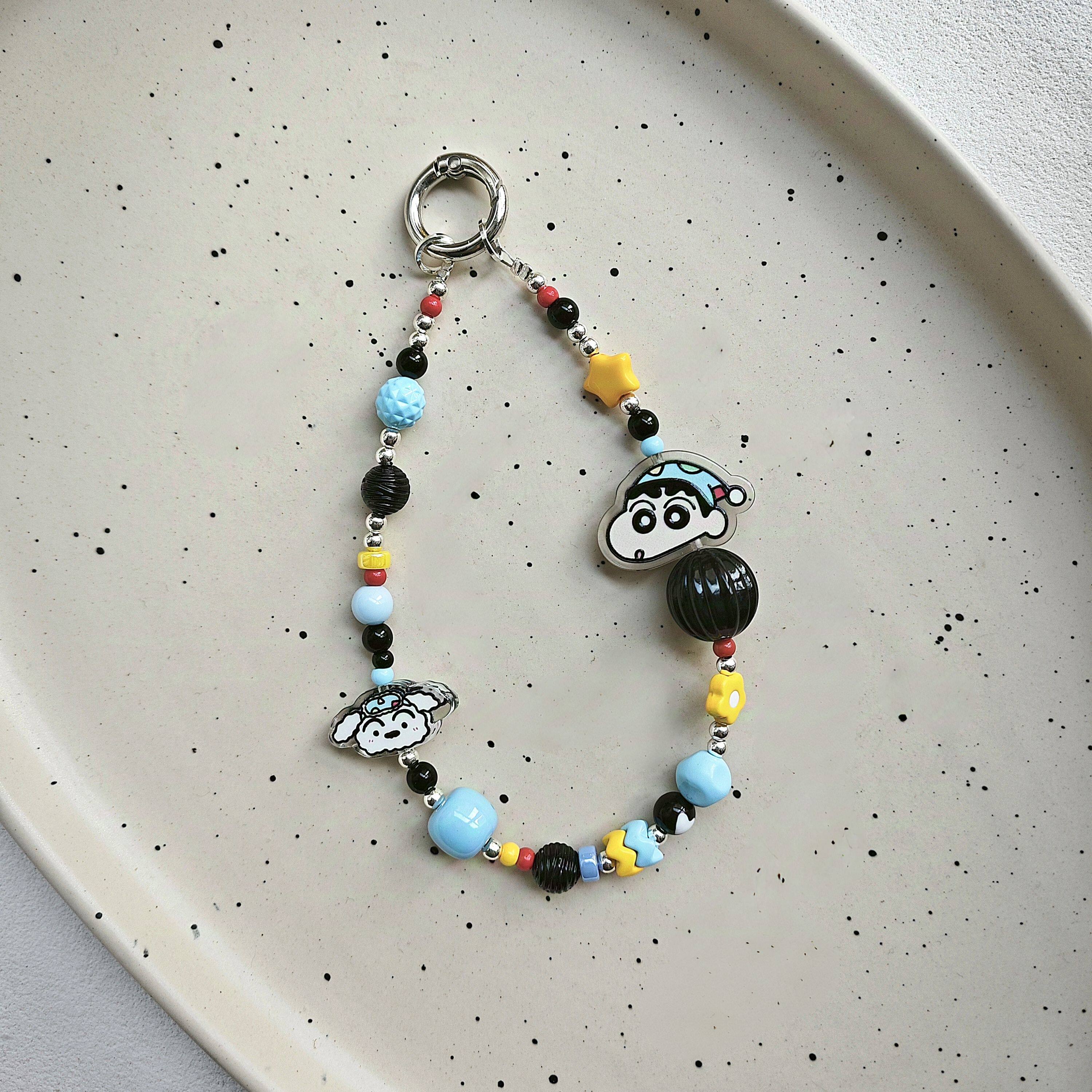 睡衣蜡笔小新小白手机链包挂钥匙扣挂件可爱多巴胺卡通女生礼物