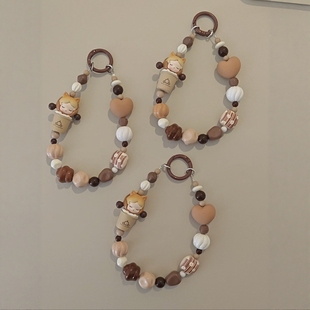 美拉德奶茶sp改娃萌粒手机链可爱挂件SKULLPANDA秋冬女生闺蜜礼物