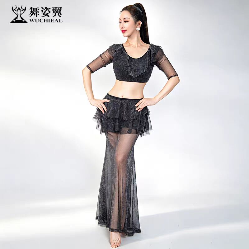 肚皮舞套装练习服演出服中袖裙子