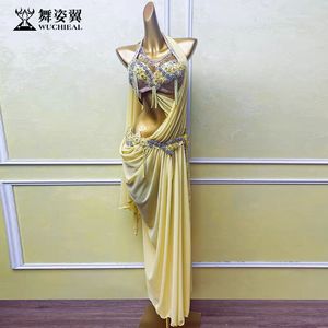 舞姿翼黄色肚皮舞表演出服套装