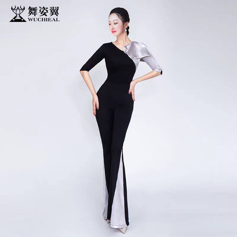 舞姿翼2026新款 黑色修身形体衣礼仪服训练走秀表演服练功服舞蹈