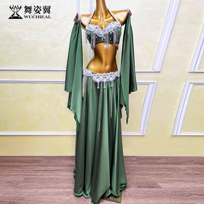 舞姿翼绿色肚皮舞表演出服套装