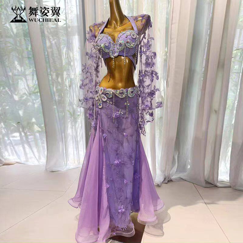 舞姿翼紫色肚皮舞表演出服套装