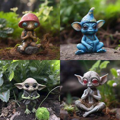 厂家直供跨境新款外星人精灵花园万圣节摆件装饰树脂工艺品