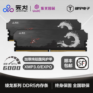 台式 云彣紫光国芯32G 6000 DDR5 机超频马甲内存绫龙 16Gx2内存条