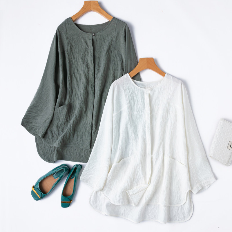 dry silk真丝干丝设计师款款解构大码桑蚕丝宽松开衫上衣衬衫女