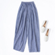 蓝白格dry 桑蚕丝休闲裤 silk干丝长裤 肌理感真丝松紧腰宽松哈伦裤