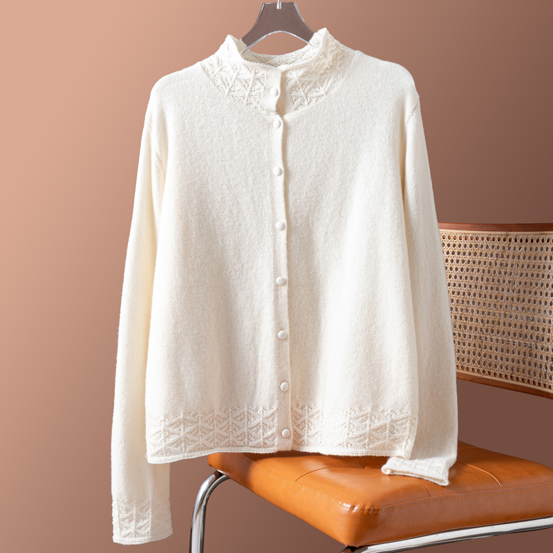 钩花款针织衫美丽奴羊毛简约毛衣