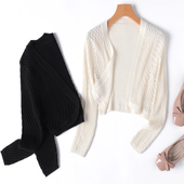 春季 叠穿出奇迹 显瘦女 短款 外搭弹力针织开衫 软糯桑蚕丝 棉长袖